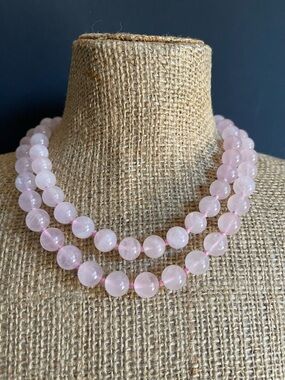 32” inches Genuine Rose Quartz Beaded Necklace.